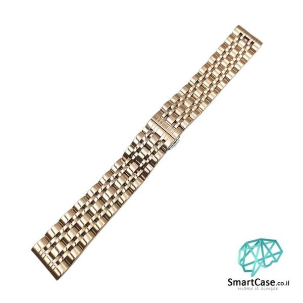 רצועת ברזל חוליות five beads בצבע זהב ורדים לשעוני גלקסי וואווי גרמין הואמי