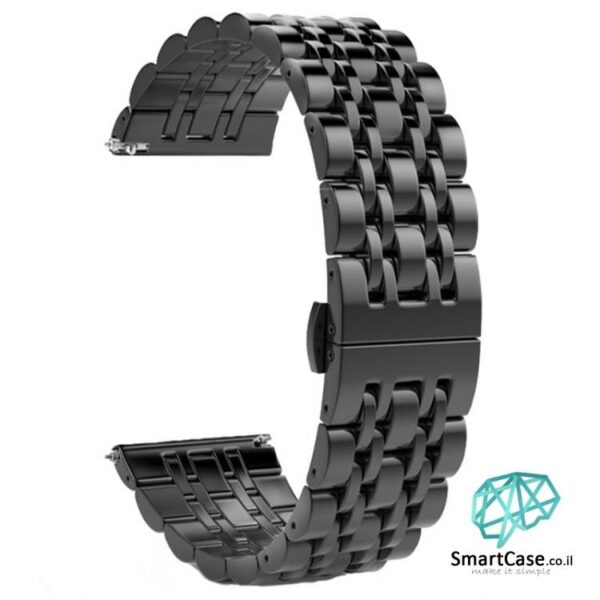 רצועת ברזל חוליות five beads בצבע שחור לשעוני גלקסי וואווי גרמין הואמי