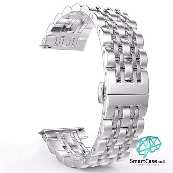 רצועת ברזל חוליות five beads בצבע כסף לשעוני גלקסי וואווי גרמין הואמי